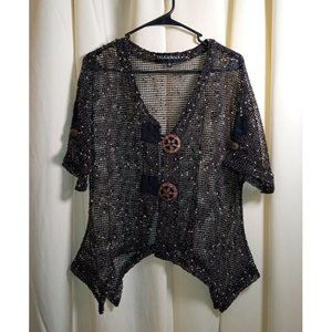Talk of the Walk Brand Women's Size Medium‎ Black Knitted Net Cardigan